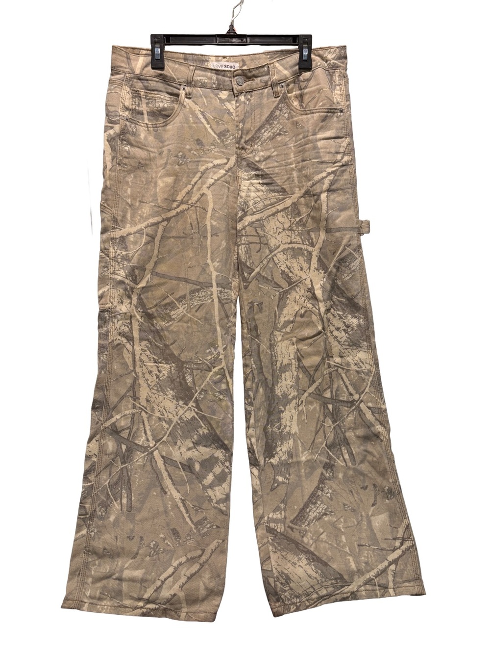 LOVE SOHO Low Rise Camo Print Jeans - Beige & Gray